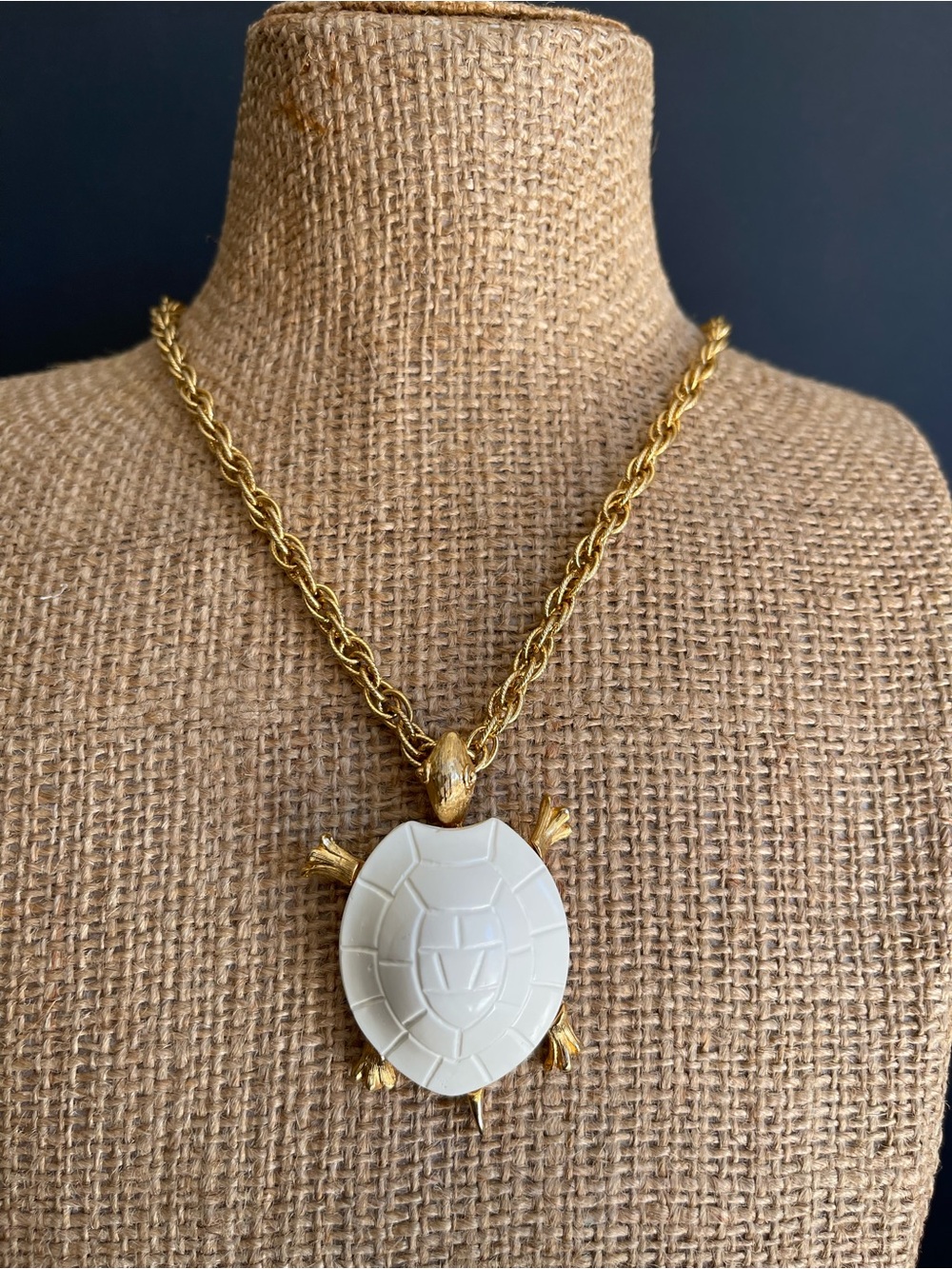 Vintage ACT ll Gold-Tone Turtle Pendant Necklace..